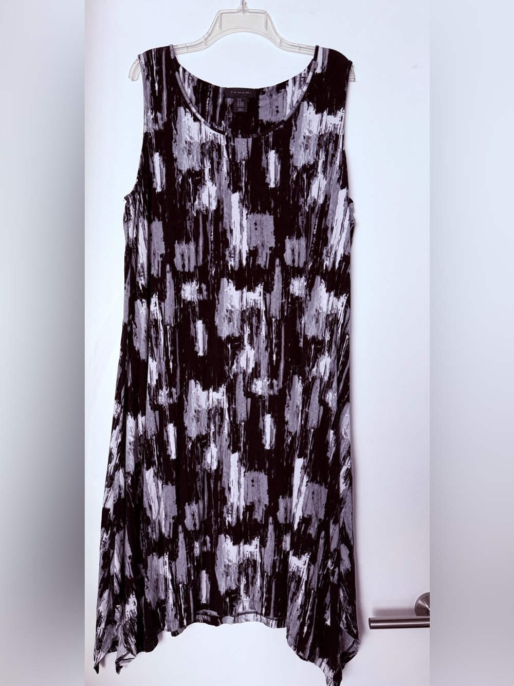 Tahari Black and White Brushstroke Maxi Dress, 2X